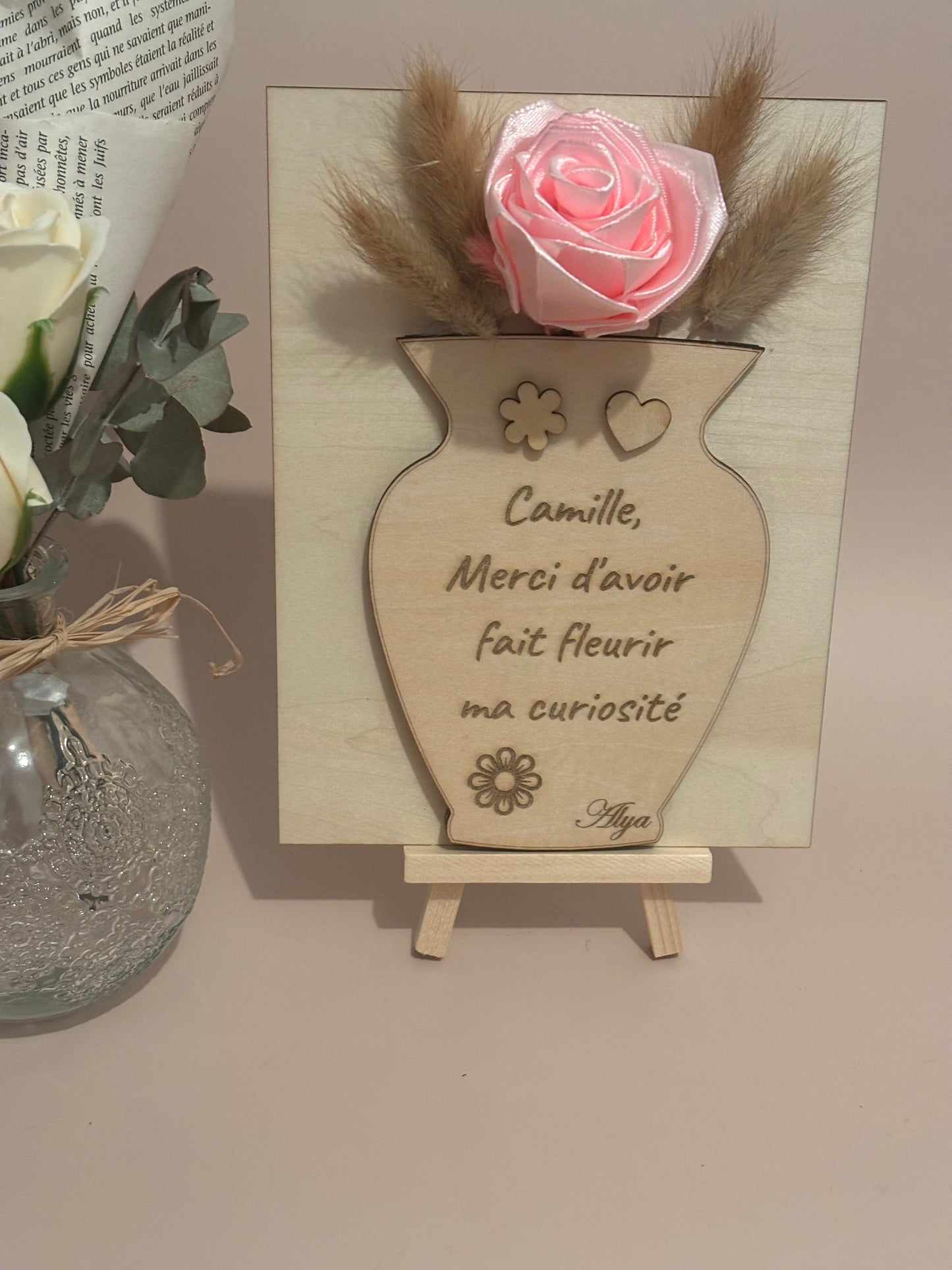 Cadre à offrir “Merci d’avoir fait fleurir ma curiosité” – Personnalisable