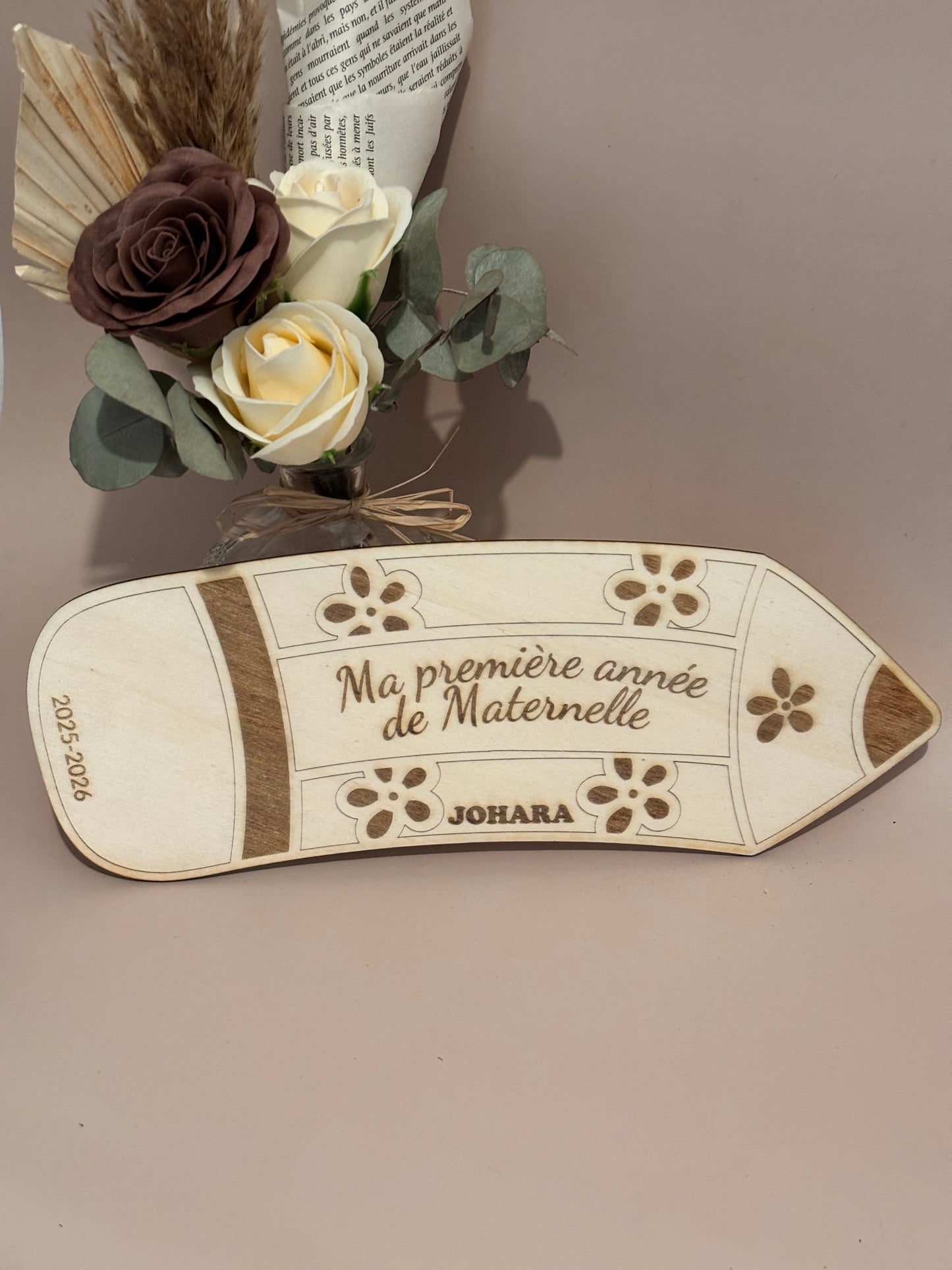 Tableau souvenir crayon personnalisé – Ma première année de maternelle