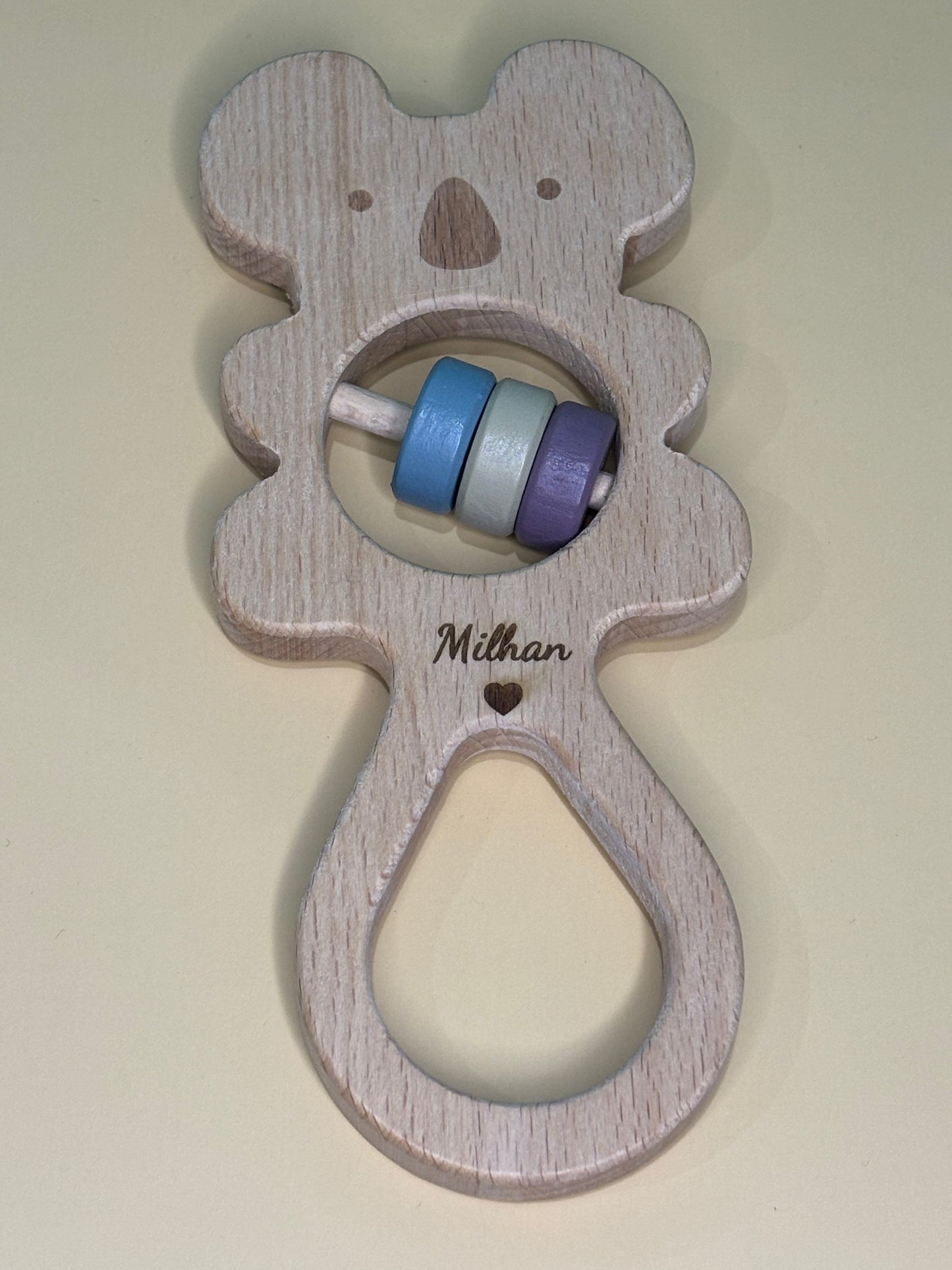Hochet en bois personnalisé- motif Koala