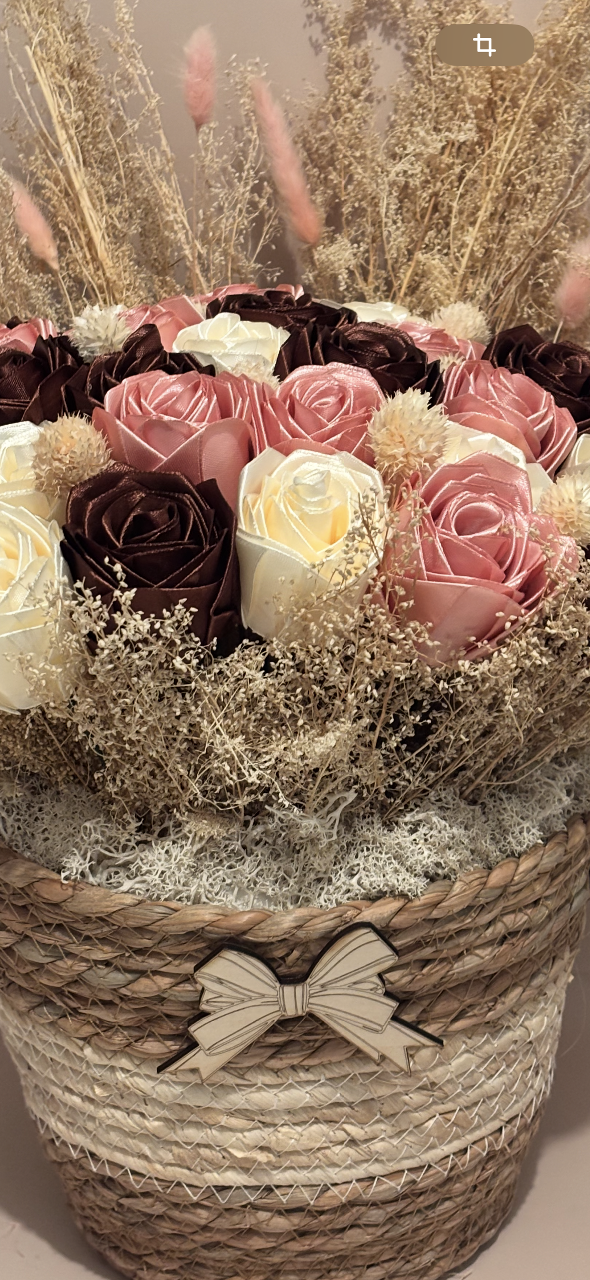 Bouquet Satin & Nature – Cadeau éternel personnalisé