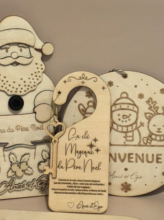 Kit d’accueil du Père Noël - Magie de Noël – Accessoires en Bois Personnalisés