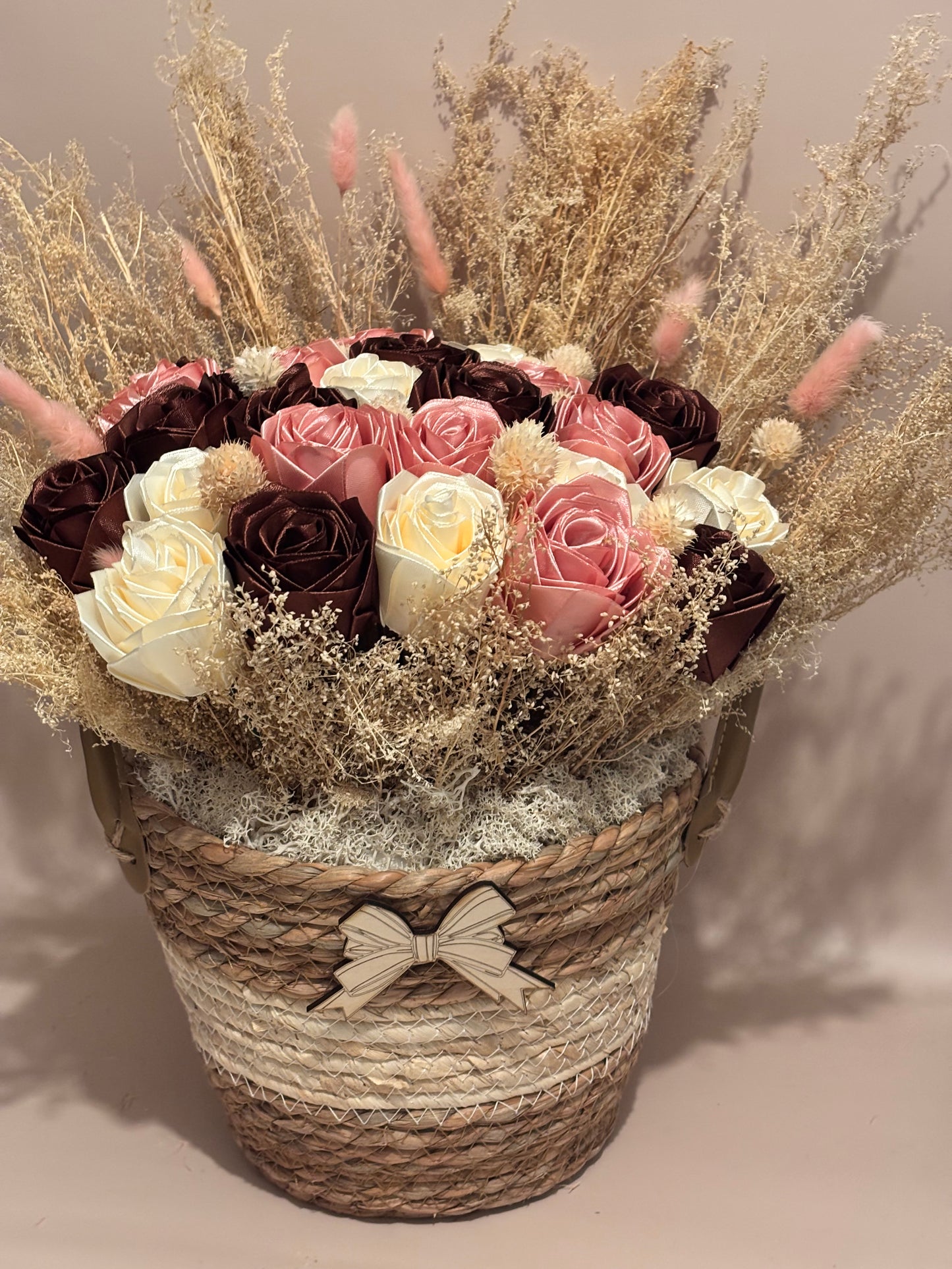 Bouquet Satin & Nature – Cadeau éternel personnalisé