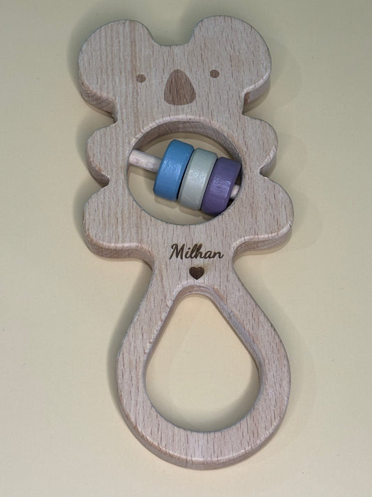 Hochet en bois personnalisé- motif Koala
